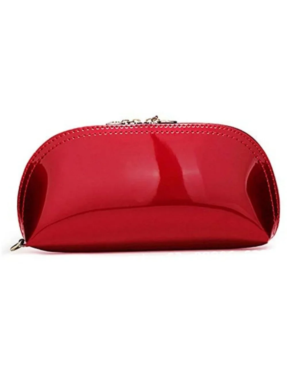 Stylish Patent Leather Makeup Pouch | Zipper Cosmetic Bag & Wristlet Clutch